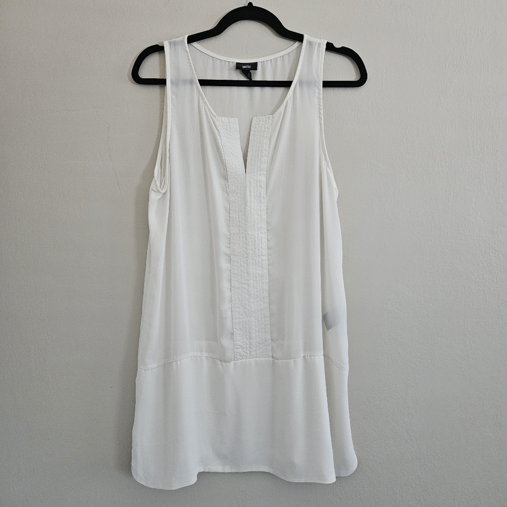 Mossimo White Sleeveless Tunic Dress Relaxed Fit Sheer Translucent Flowy Large